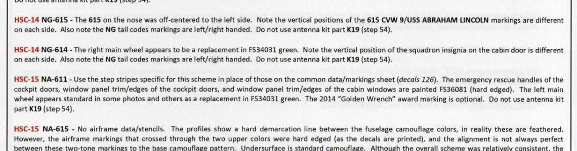 correction and airframe notes