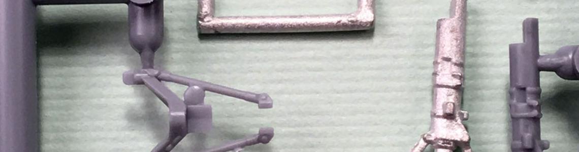 Comparison of kit-supplied nose gear (dark) to Scale Aircraft Conversions parts (silver)