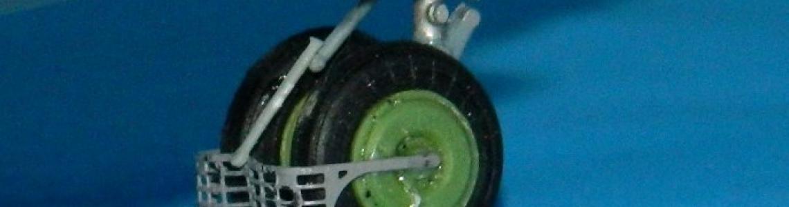 Close-up of nose gear with FOD deflector