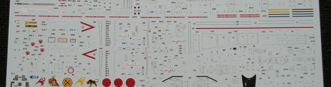 The busy and extensive Cartograf decal sheet.