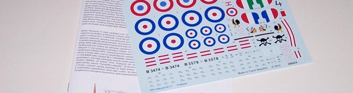 Instructions and decal sheet