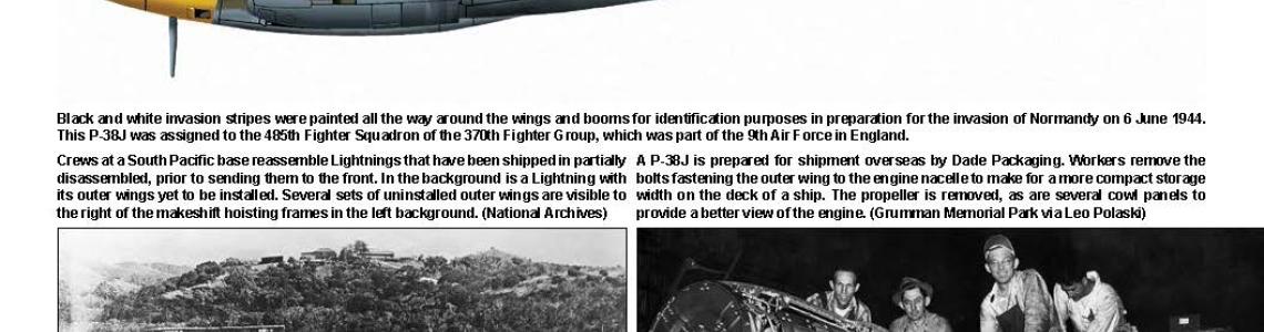 Page 53: Color art work and b+w photos of P-38Js