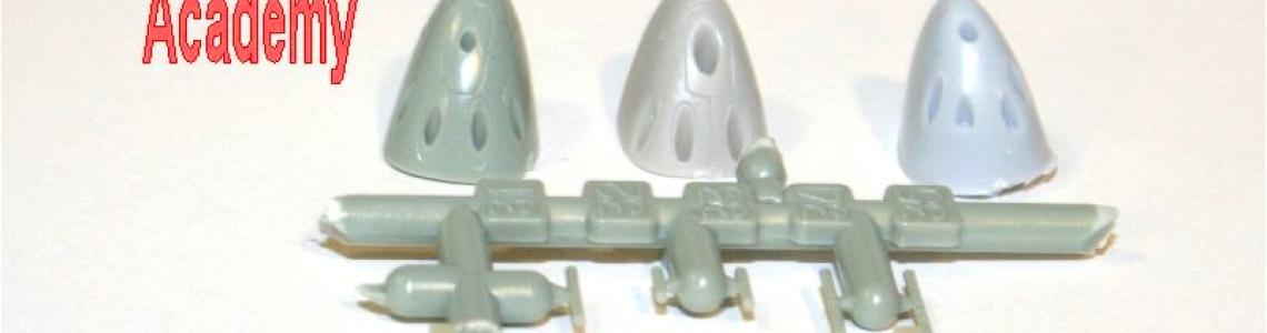 Kitset parts shown with noses from Academy, Dragon and Airfix