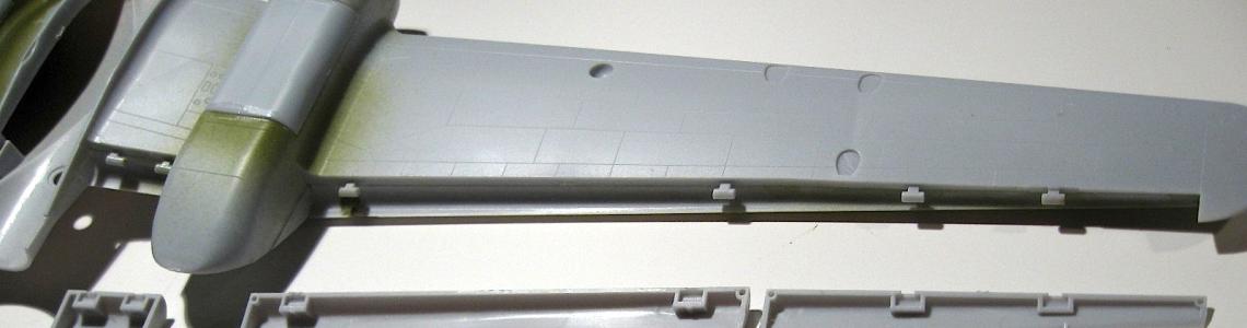 Flaps and aileron hinge details before assembly.