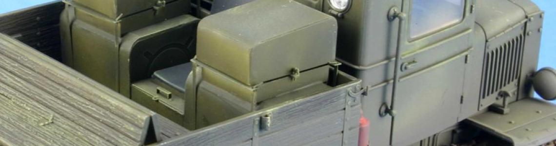 Completed model rear right side view of cargo bins