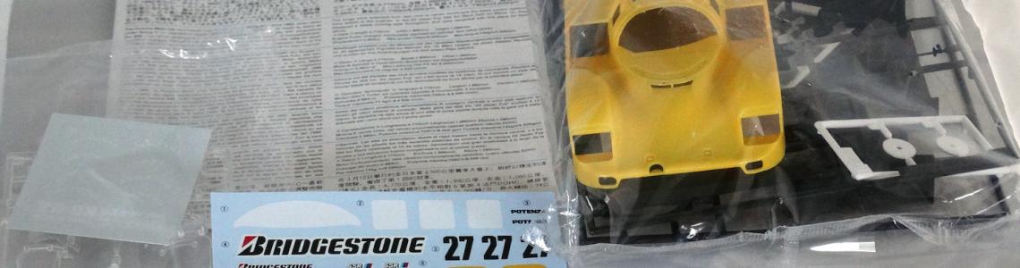 Contents – note that the body is one piece, cast in yellow, and two decal sheets