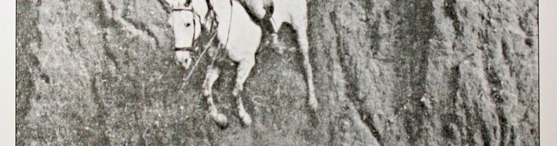 B&W Photograph of Cliff Training for Cavalry showing how arduous and intense cavalry training was.