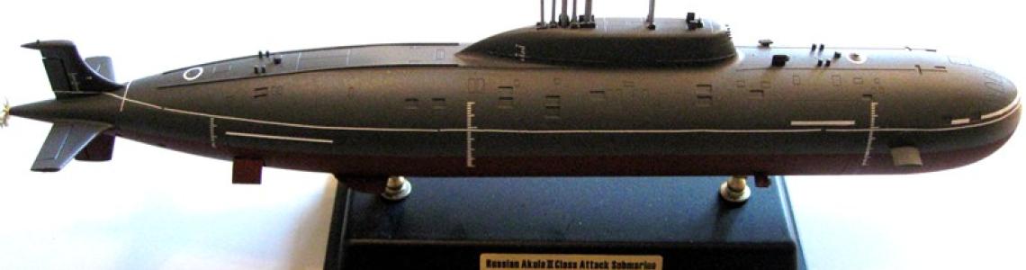 Completed model on display stand port side