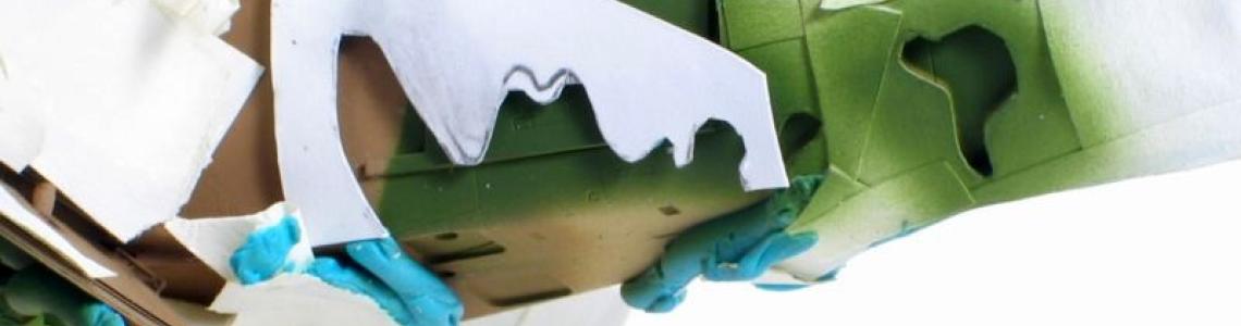 More masks and spraying of Medium Green, then starting on masks for Dark Green