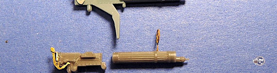 Comparison of kit-supplied Vickers gun (top) to resin upgrade Vickers gun Comparison of kit-supplied Vickers gun (top) to resin upgrade Vickers gun
