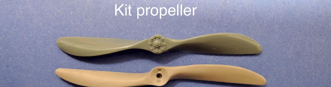 Comparison of kit-supplied propeller (top) to resin upgrade (bottom)