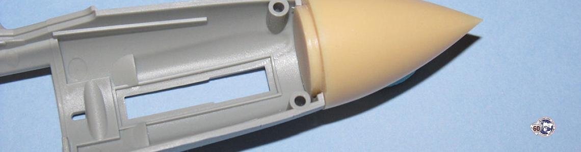 Resin-nose-to-plastic-fuselage joint