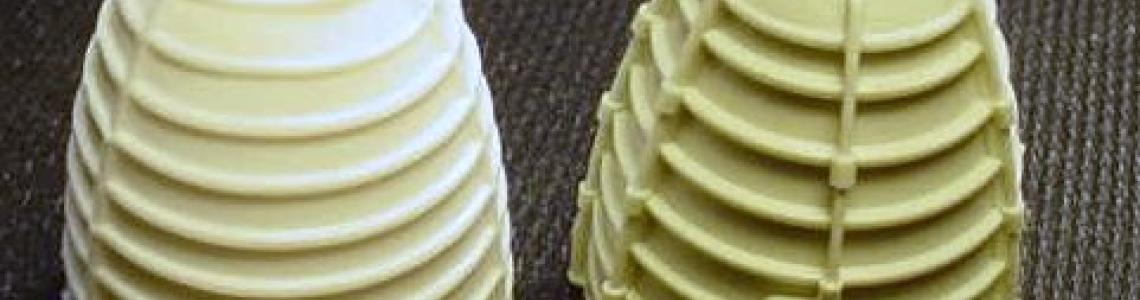 Comparing kit parts (L) to review set parts (R)