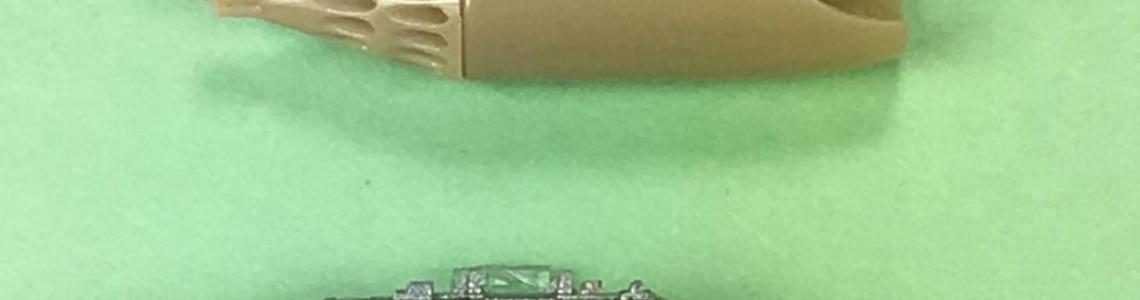 Completed rocket pods with kit part comparison