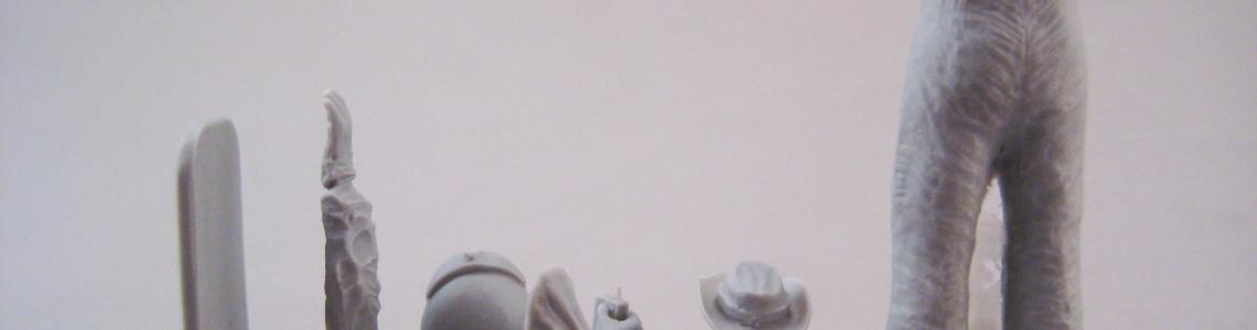 Resin figure parts from rear view