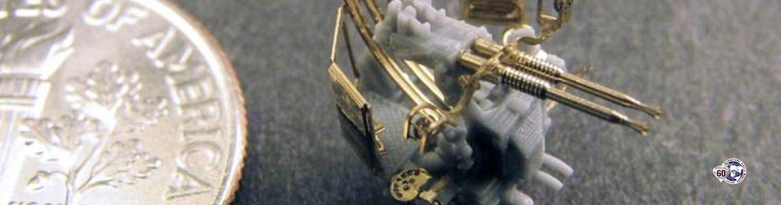 Twin mount with dime to demonstrate scale of assembly