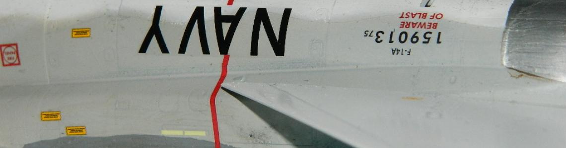 Inverted aircraft, view of right side underbelly decals