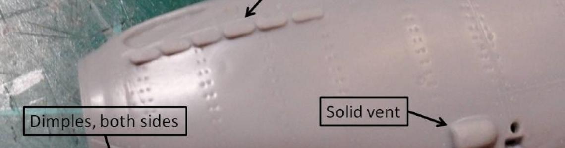 Hawker Fury forward fuselage image, showing dimples and solid-cast vent 