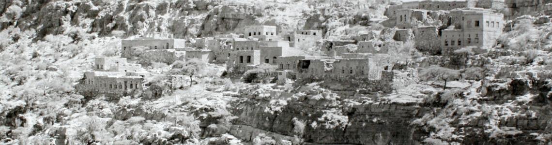Ruins of the rebel stronghold of Jebel Akhdar, heavily bombed by aerial forces and assaulted and captured by British SAS units, effectively breaking the rebellion