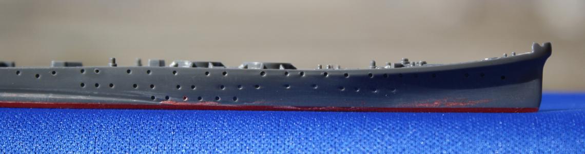 Hasegawa 054 Aoba starboard forward hull before caps and rigols.