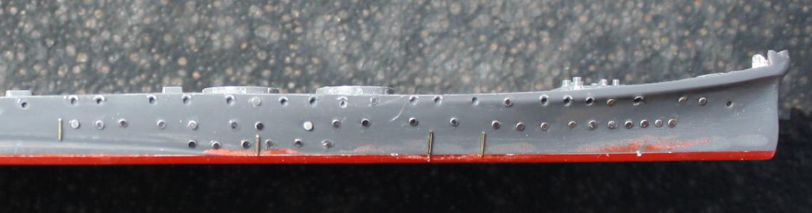 Hasegawa 054 Aoba starboard forward hull after caps and rigols, but before completion of model.