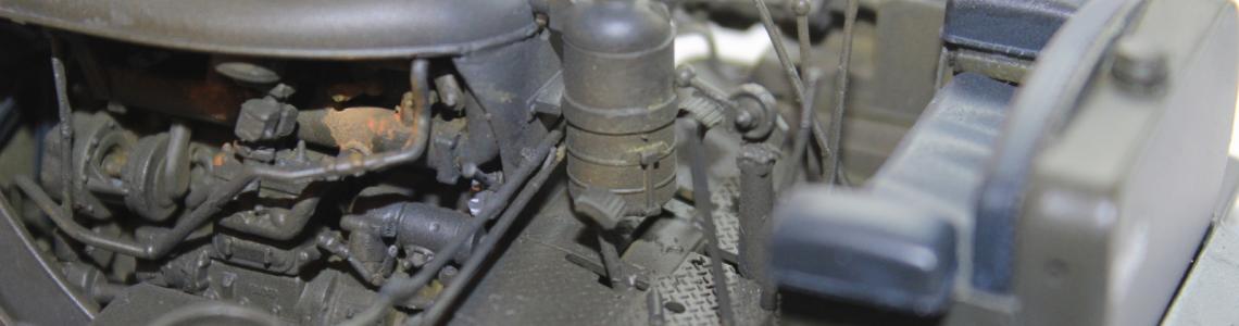 Completed build left engine and driver seat close up